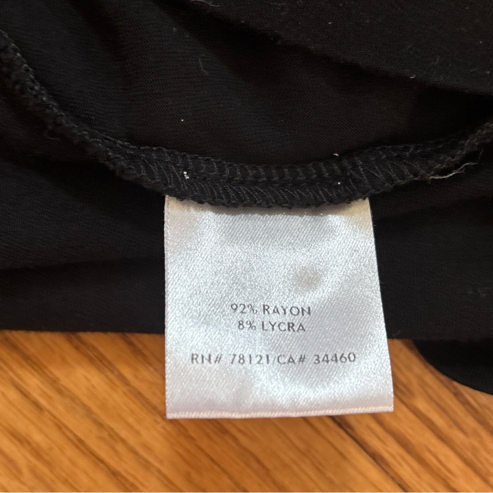 Eileen Fisher Women Maxi Shift Dress Black Tencel Stretch Short Sleeve 1X V neck - Picture 4 of 8
